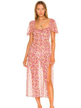 NWT For Love and Lemons Felicia Midi Dress — Red, Size Small | Never Worn, Tags